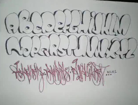 Graffiti Alphabet Bubble | Graffiti Sketches Letters A-Z