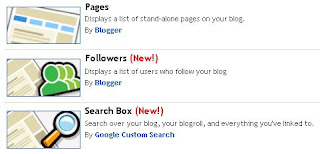 Blogger.com's new gadgets available via its LAYOUT