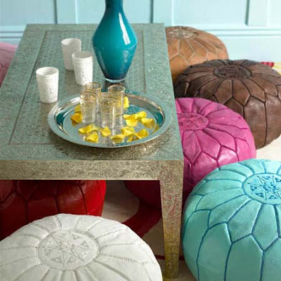 Tea Time Wedding+Decor+-+Moroccan+Poufs