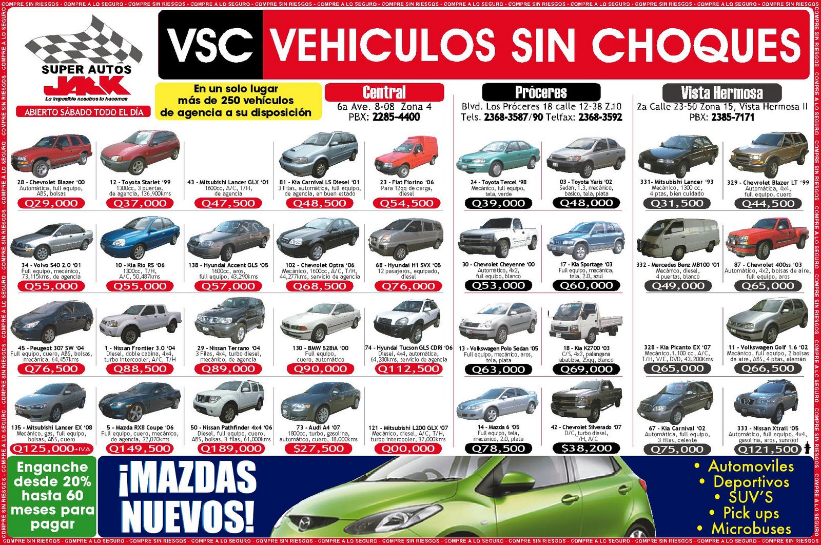 Coches manuales Carros de agencia usados guatemala
