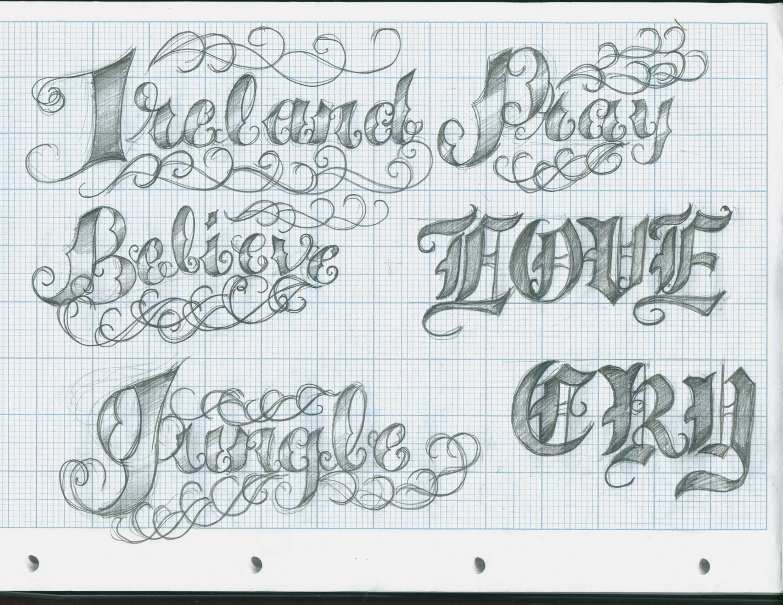 Boceto previo de un tatuaje caligráfico