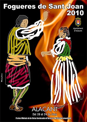 Cartel Oficial de las Hogueras de San Juan. Declaradas Fiestas de Interés Turístico Internacional.