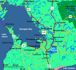 Cottage Country Map of Georgian Bay