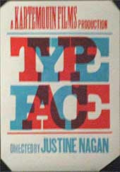 Red and blue letterpress poster for Typeface film