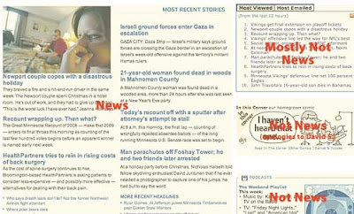 Home page of the PiPress with labels to show how much is news