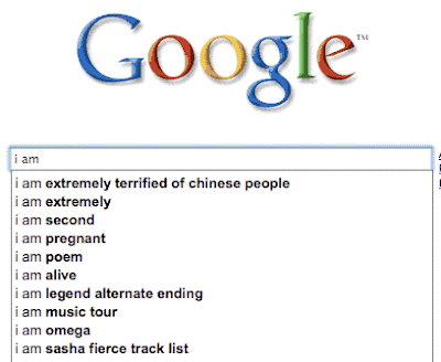 Google Suggest return showing I am extremely terrified of Chinese People as the first choice