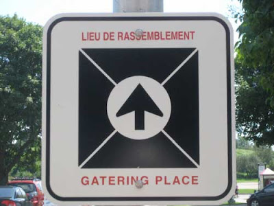 Translated sign reading Gatering Place instead of Gathering Place