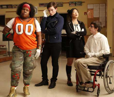 Four secondary characters from the glee club
