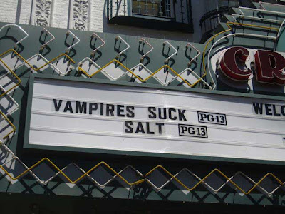 Movie marquee reading VAMPIRES SUCK SALT