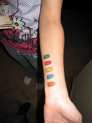 rainbow guitar tattoo design and forehand tattoos