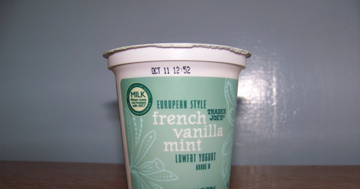 the BEAT Eat In. Trader Joe's European Style French Vanilla Mint yogurt.