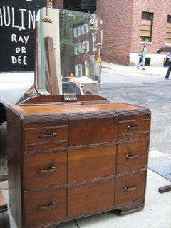 Uhuru Furniture Collectibles 1930s Waterfall Dresser And Mirror