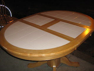 Blonde Kitchen Table and 4 Chairs with White Tile Top-SOLD!