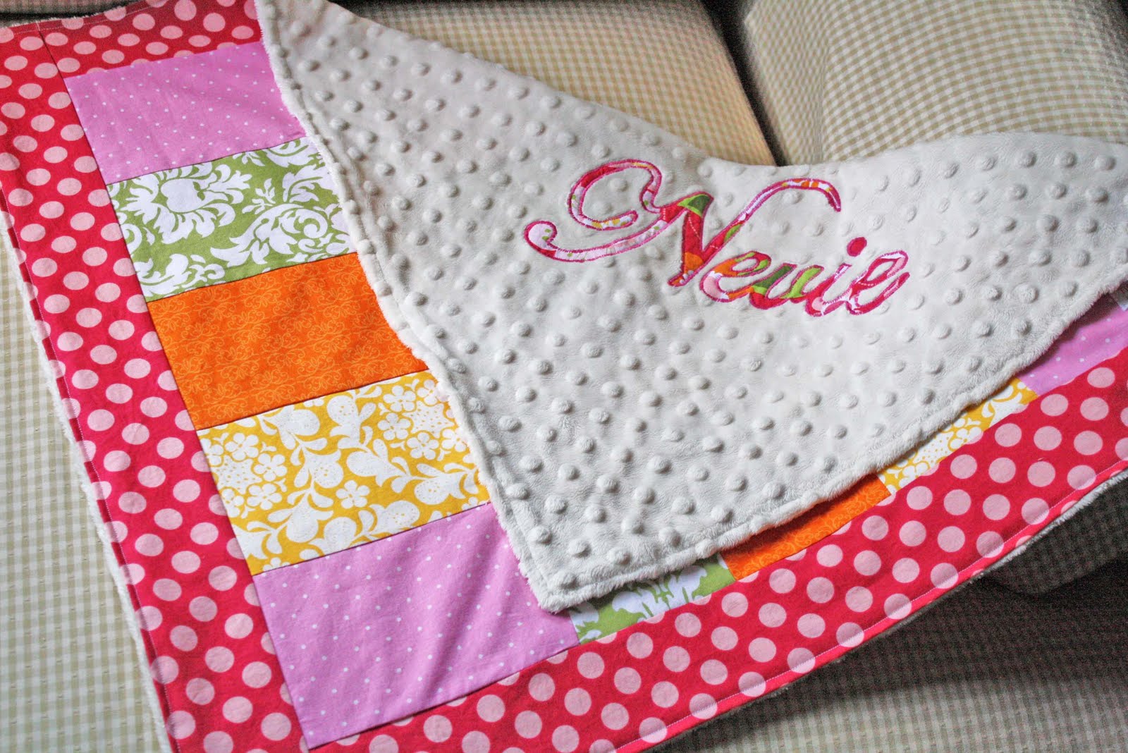 Noodles & Milk Patchwork baby blanket A tutorial