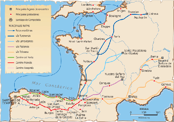 El mapa del camino francés