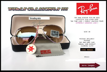FOR LADIES!!!  RAY BAN TECH AVIATOR RB 3025 TWO TONE LENS + PURPLE HI/LO FRAME