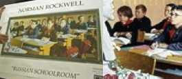 Norman Rockwell - Russian Schoolroom print and Detail (note the bust of Lenin)