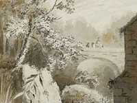 John Constable - A Rider and Companion Crossing a Bridge