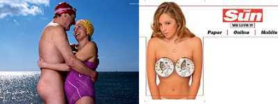 Left: British Heart Foundation ad; Right: The Sun ad (both 2007)