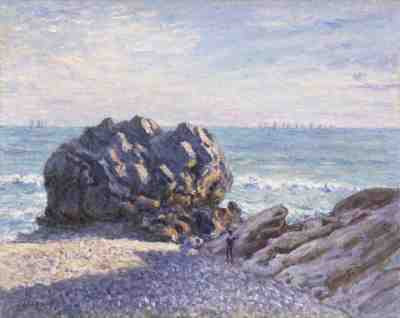 Alfred Sisley - Storr Rock, Lady's Cove, evening (1897) © Amgueddfa Cymru