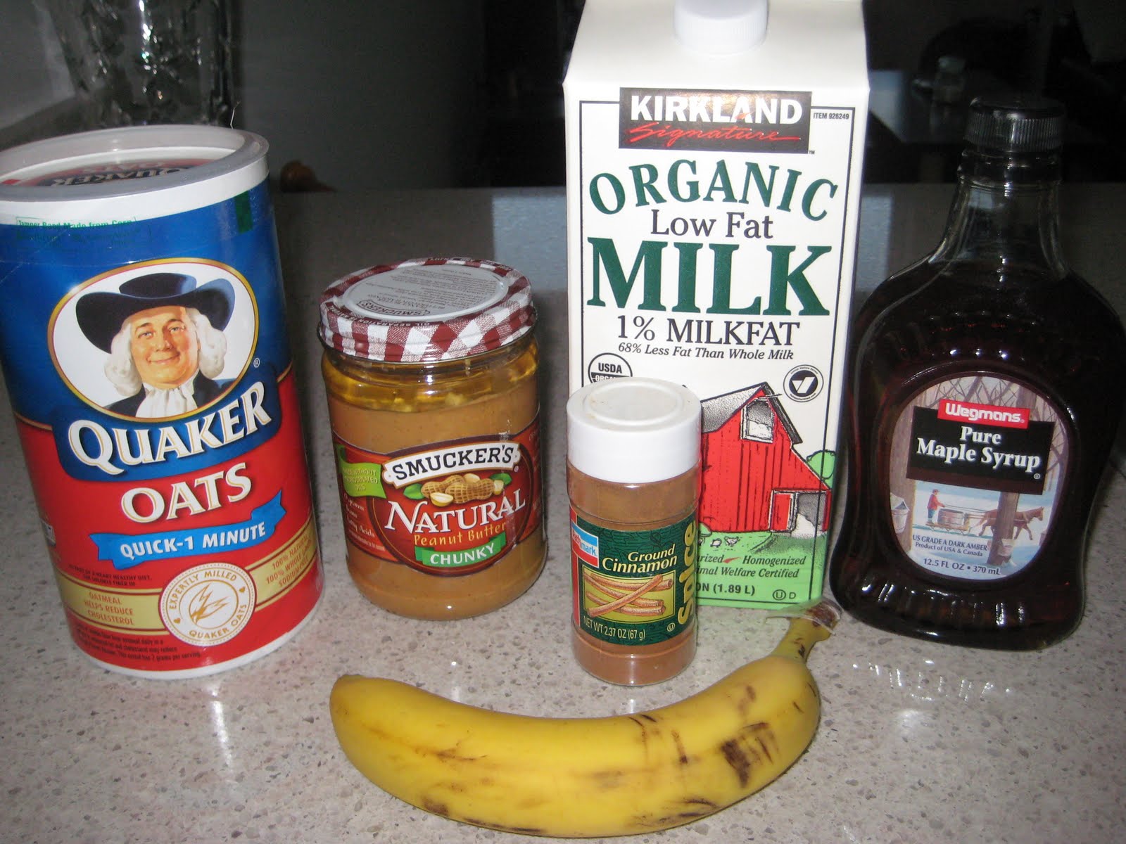 Banana & Peanut Butter Oatmeal with Maple Syrup... now that's a