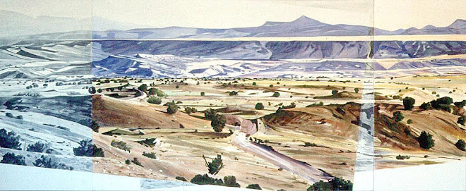 Painting, La Bajada Mesa, by David Outhwaite, AC/CANVAS, 45" x 110", © 1983