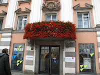 Balcony of town hall where Hitler appeared in 1938 to rapturous applause, Linz was his hometown