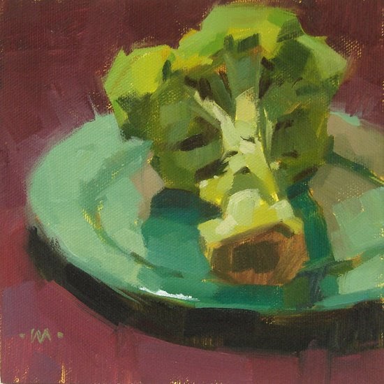 Carol Marine's Painting a Day 'Ode to Broccoli" SOLD