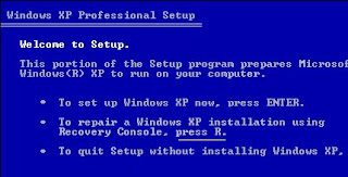 Экран установки Windows XP