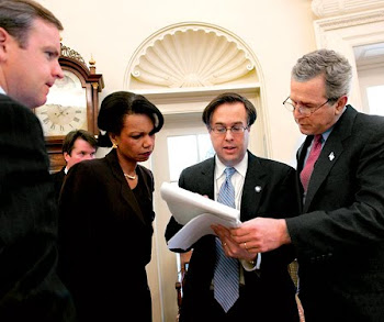 Michael Gerson, Condolezza Rice and G. Bush