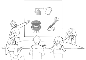 Illustration of a team discussion