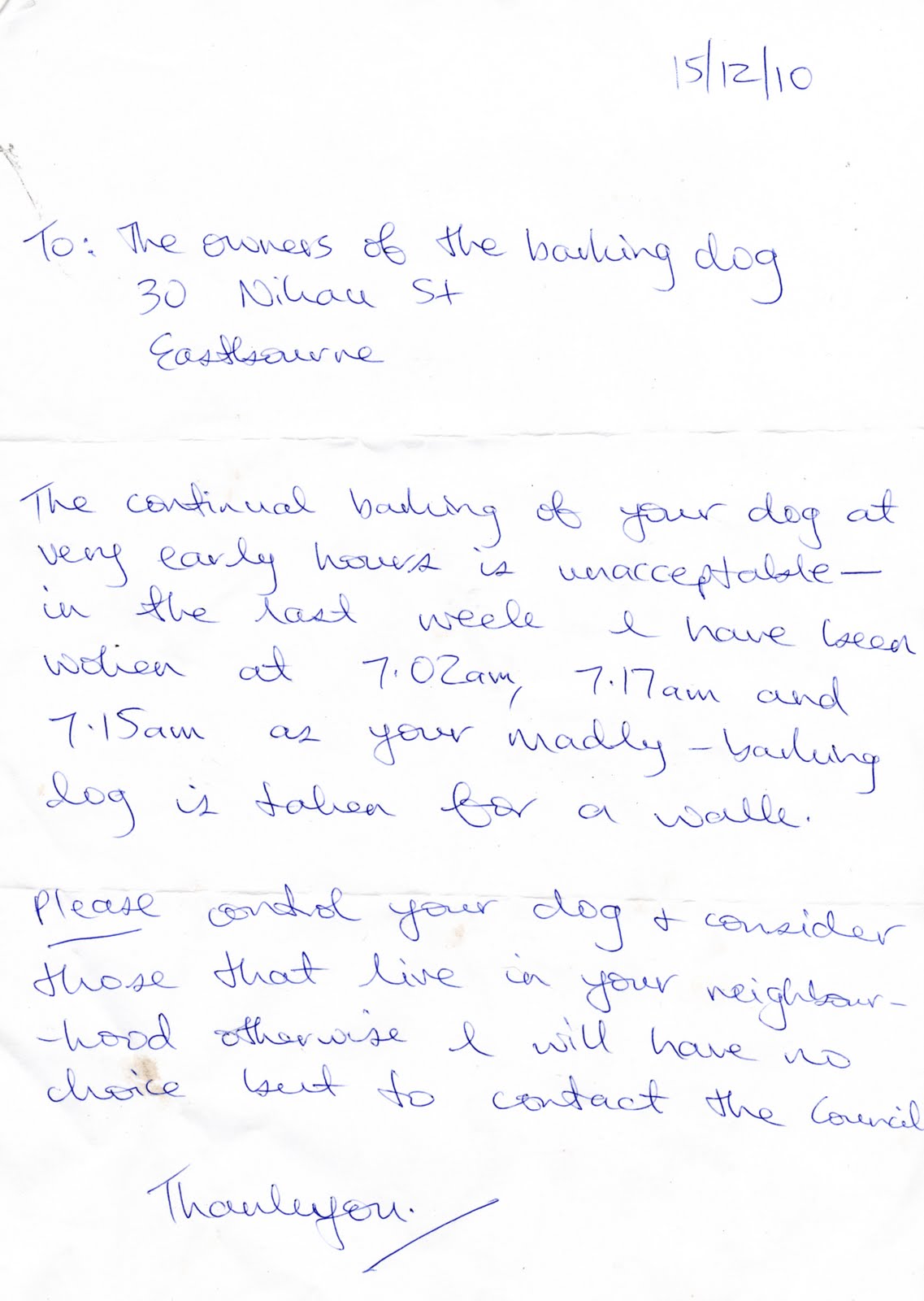 Council Letter About Constantly Barking Dog Council Letter About Constantly Barking Dog