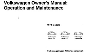 Volkswagen old beetle Owner´s manual volkswagen beetle 1973