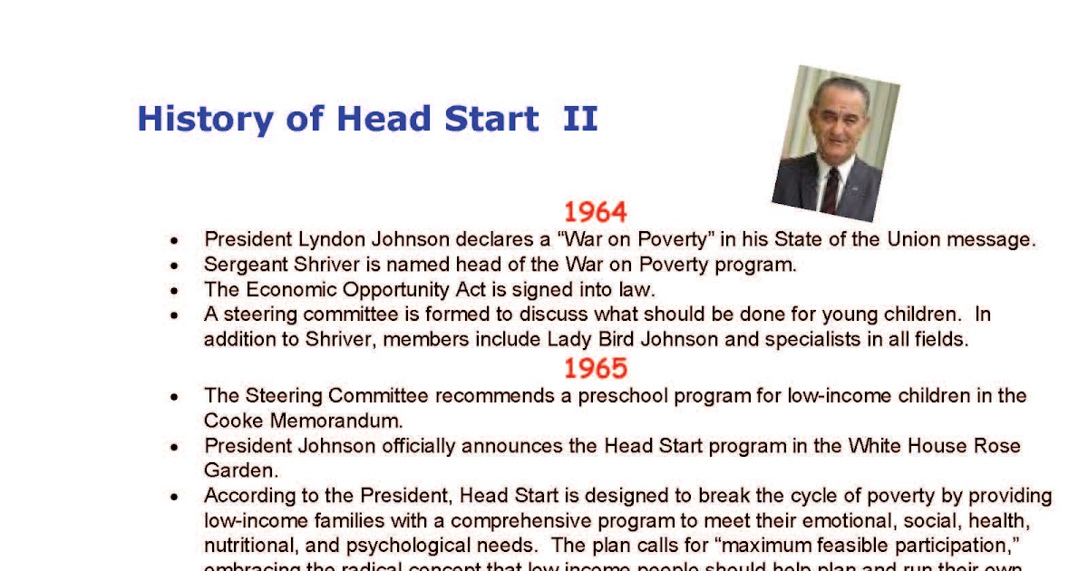 Head Start 1965 History of Head Start II