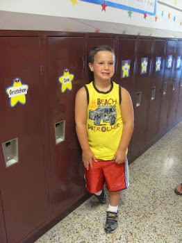 Sam at his Kindergarten locker!