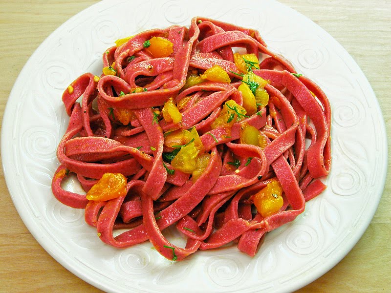 Cooking Weekends Beet Tinted Pasta with Fresh Tomato Sauce