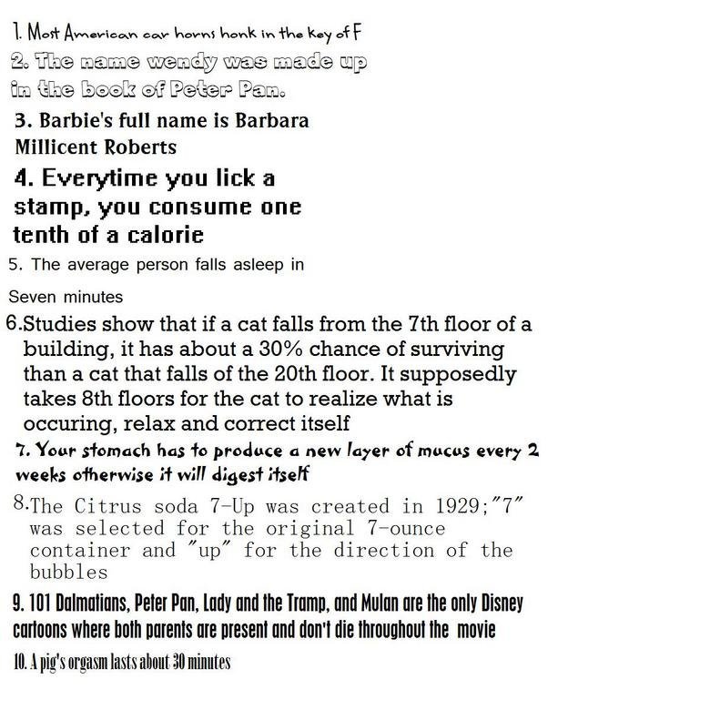 D.I.G. (Daily Informational Graphics): Random Facts.