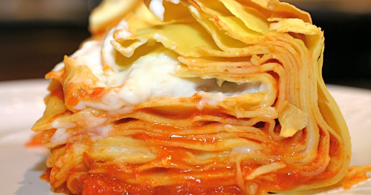 The Italian Dish Lasagna with Red Pepper Tomato Sauce