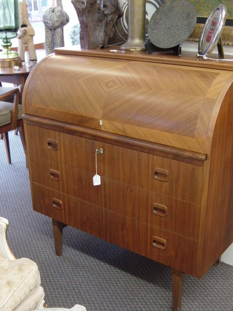 Newport Avenue Antiques Mid Century Modern Swedish Roll Top Desk
