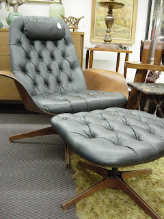 Newport Avenue Antiques Charles Eames Style Black Leather Chair