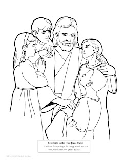 Kids(children) around the Christ and Jesus  caring them coloring page image with Alma Bible Verse free download Christian images and religious PPT background pictures