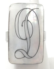 Engravable rectangle shell ring $10 plus $5 for monogramming