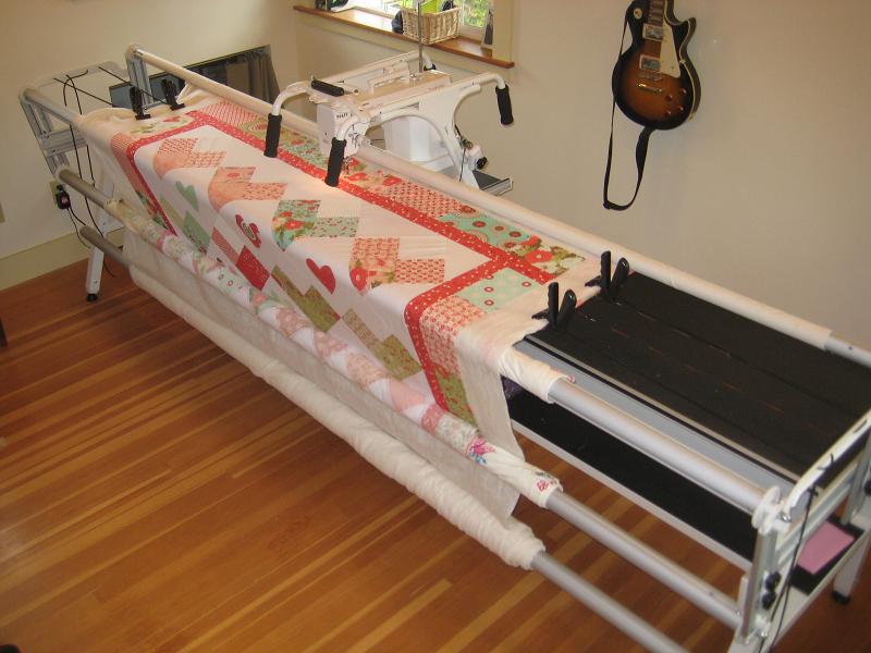 Latest project and 120″ quilting frame… Quilting in the Rain