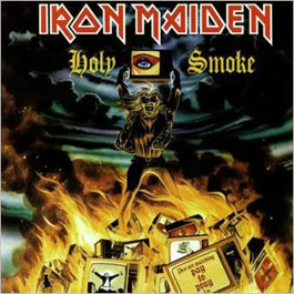 Portada Iron Maiden single holy smoke