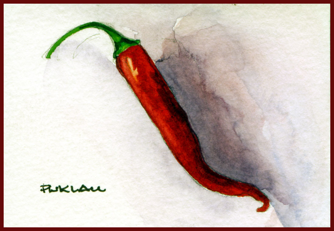 Watercolor Daily Painting Passion Red Chili Pepper