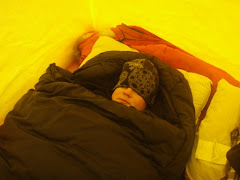 Erika sleeping in the tent