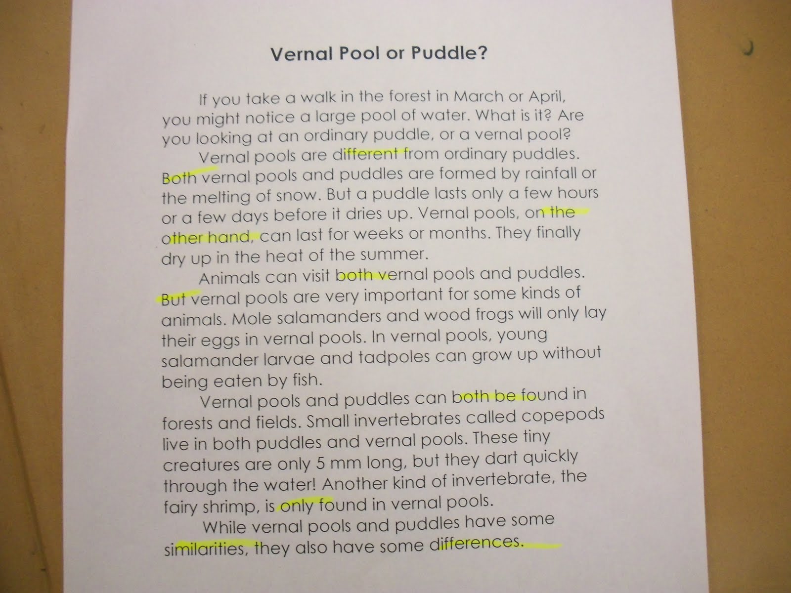 words compare, contrast,