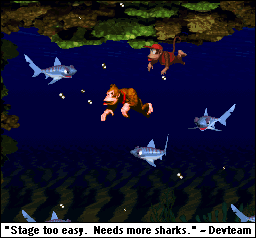 Why do the sharks and smaller fish work together to kill you? Shouldn't they be trying to eat one another instead of lying in wait for gorillas and chimpanzees in baseball caps? Breathless.