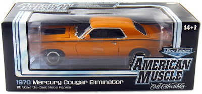 Mercury Diecast American Muscle Elite Edition Autoworld 922 1970 Mercury Cougar Eliminator Orange / Black Accents