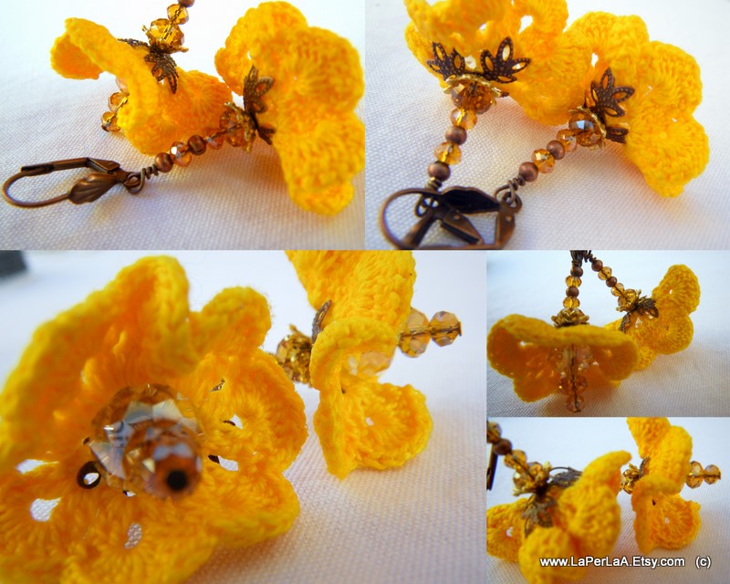 La.Per.LaA Sunshine Yellow Crochet Earrings